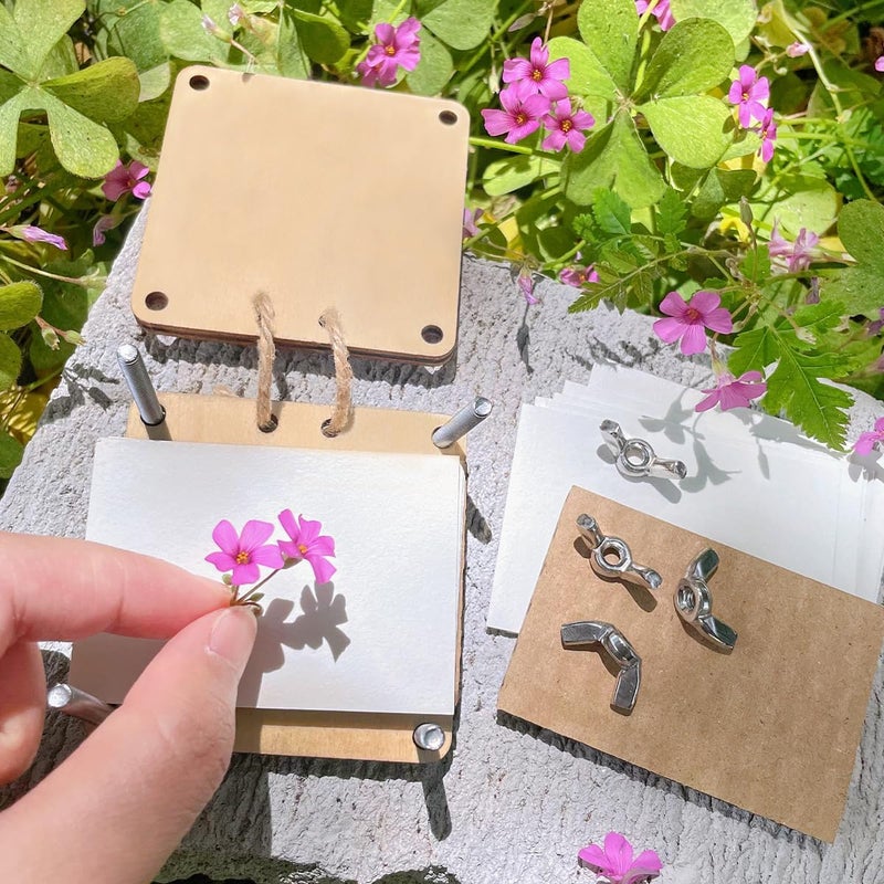 Happinit Pocket Flower Press, Small Flowers Press Kit, Micro Flower Pressing, Mini Plant Preservation Kit for Arts and Crafts Lovers (Silver) - Image 3